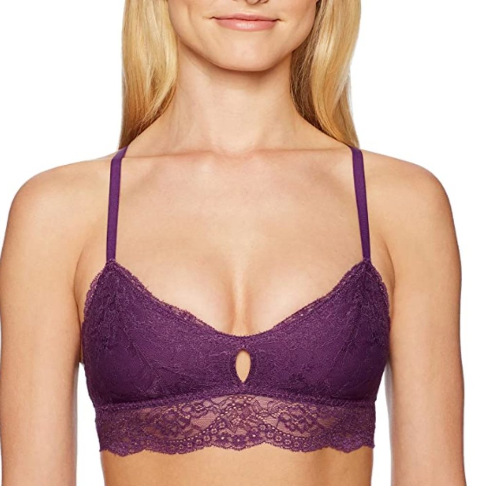 Mae Women's Lace Keyhole Bralette, Plum, Large